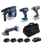 Bosch GBH 180-LI + GWS 180-LI + GSR 185-LI + GDX 180-LI