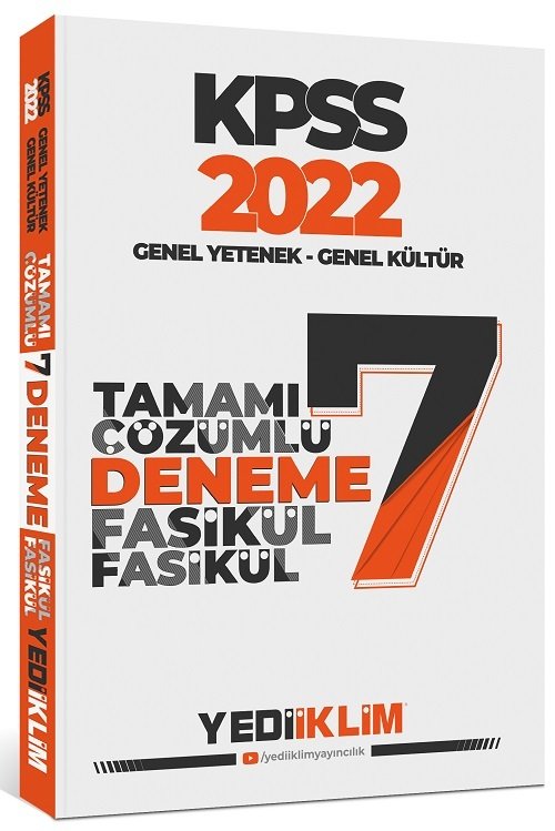 Yediiklim 2022 KPSS Genel Yetenek Genel Kültür Fasikül 7 Deneme Çözümlü Yediiklim Yayınları