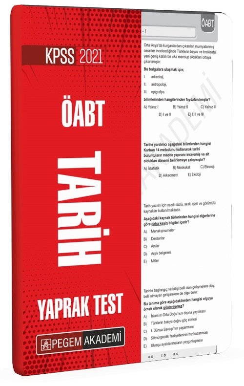 Pegem 2021 ÖABT Tarih Öğretmenliği Yaprak Test Pegem Akademi Yayınları Pegem 2021 ÖABT Tarih Öğretmenliği Yaprak Test Pegem Akademi Yayınları