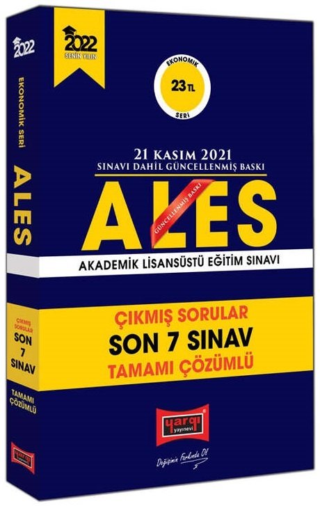 Yargı 2022 ALES Çıkmış Sorular Son 7 Sınav Çözümlü Ekonomik Seri Yargı Yayınları Yargı 2022 ALES Çıkmış Sorular Son 7 Sınav Çözümlü Ekonomik Seri Yargı Yayınları