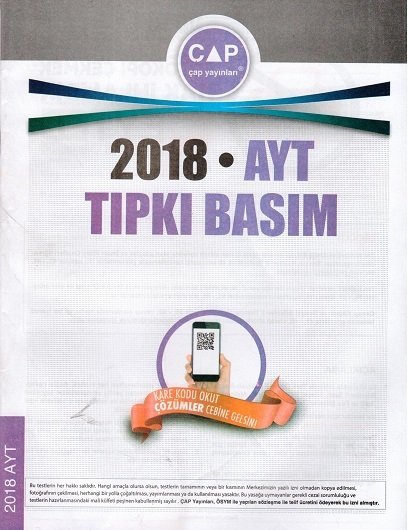 Çap Yayınları 2018 AYT Tıpkı Basım Çıkmış Sorular Çap Yayınları