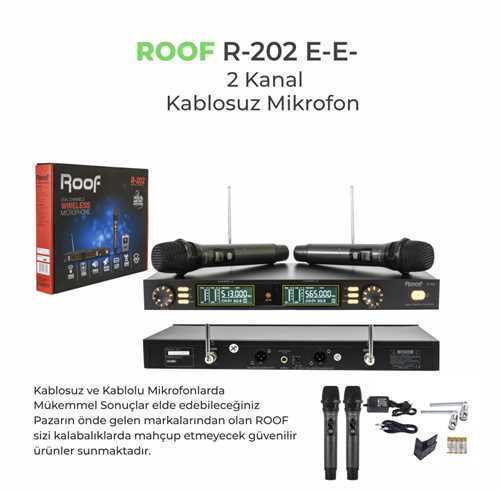 Roof R-202 E-E Uhf Band Dijital Çift Kanal EL- EL Tipi Telsiz Kablosuz Mikrofon