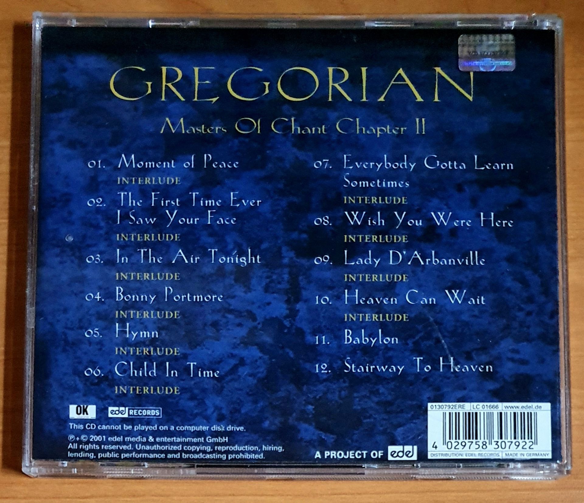 GREGORIAN / MASTERS OF CHANT CHAPTER II (2001) - CD 2.EL