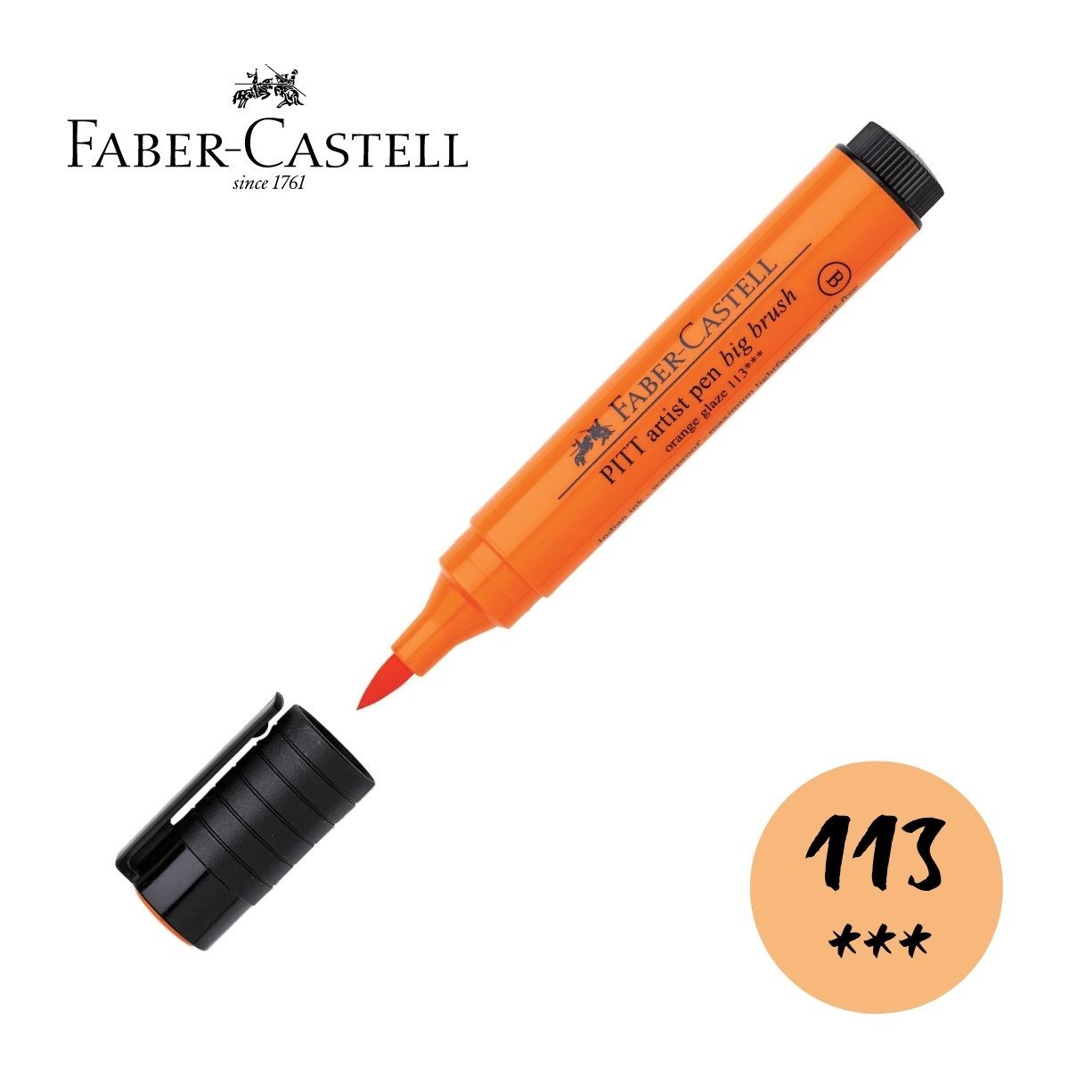 Faber Castell Pitt Artist Pen Big Brush Marker 113 Orange Glaze - 70,00 ...