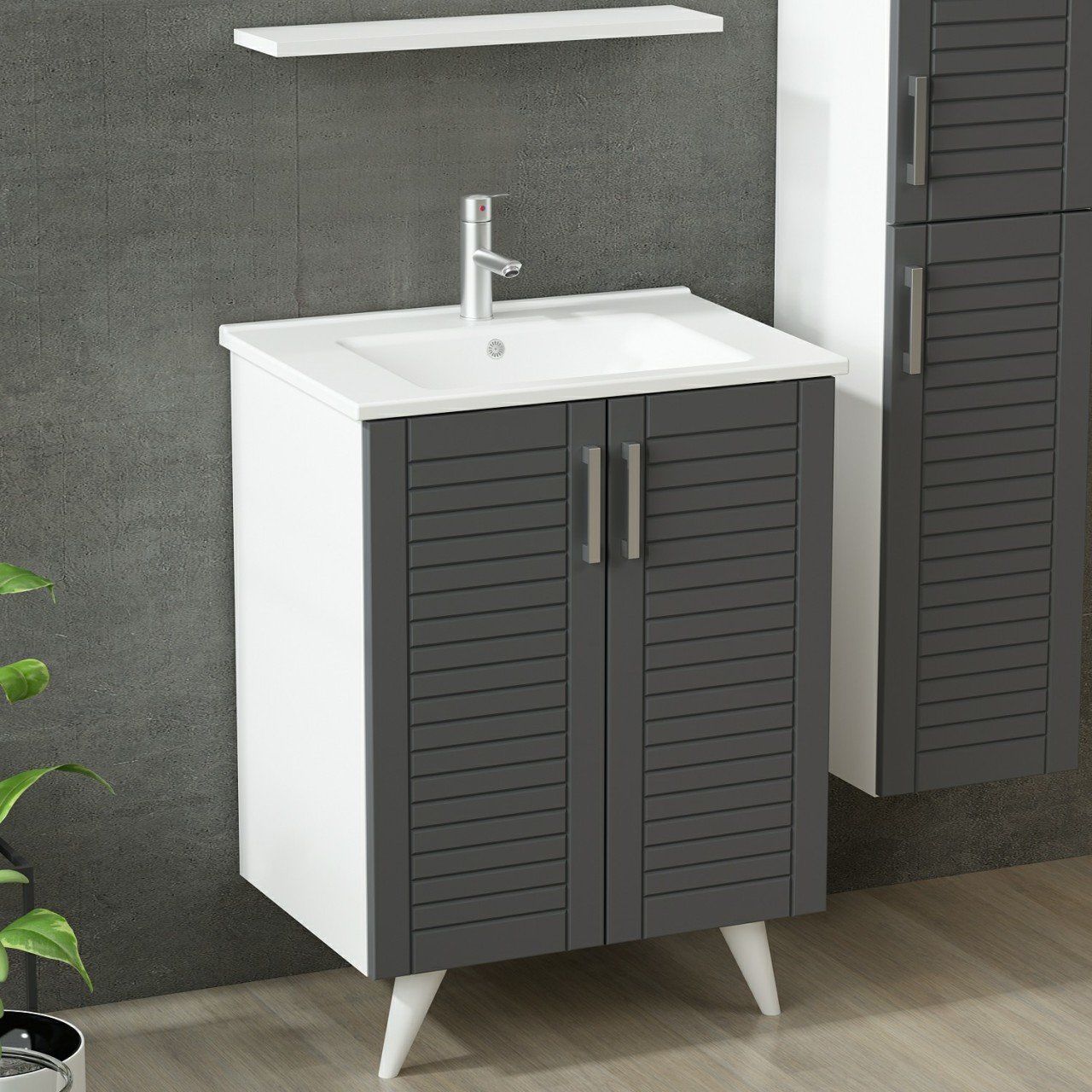 Minar Bathroom Cabinet 65Cm Ay2K 1Ya1R Etj Length White