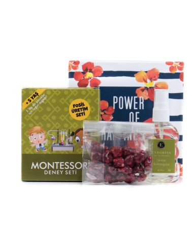 Montessori Fosil Üretim Bögürtlen Draje - 50 ML 80c Sprey Limon Kolonyalı Set Lüks Taslama Kapaklı Hediye Kutusu