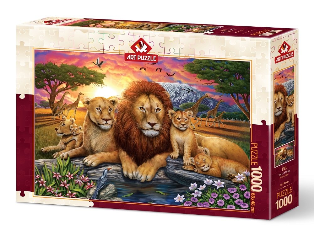 Rompecabezas de arte Familia de leones 1000 piezas