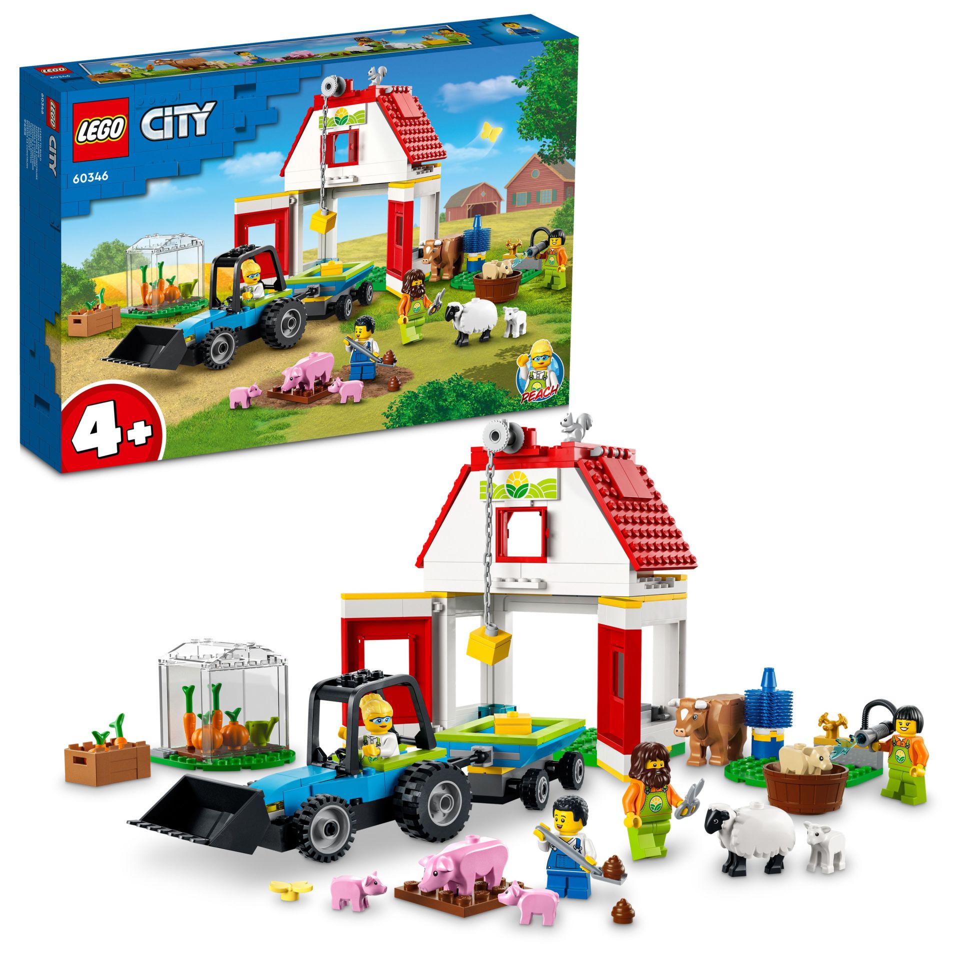 LEGO® City Ahır ve Çiftlik Hayvanları 60346 - 4 Yaş ve Üzeri Çocuklar için Özelliklerle Dolu Oyuncak Çiftlik Yapım Seti (230 Parça)