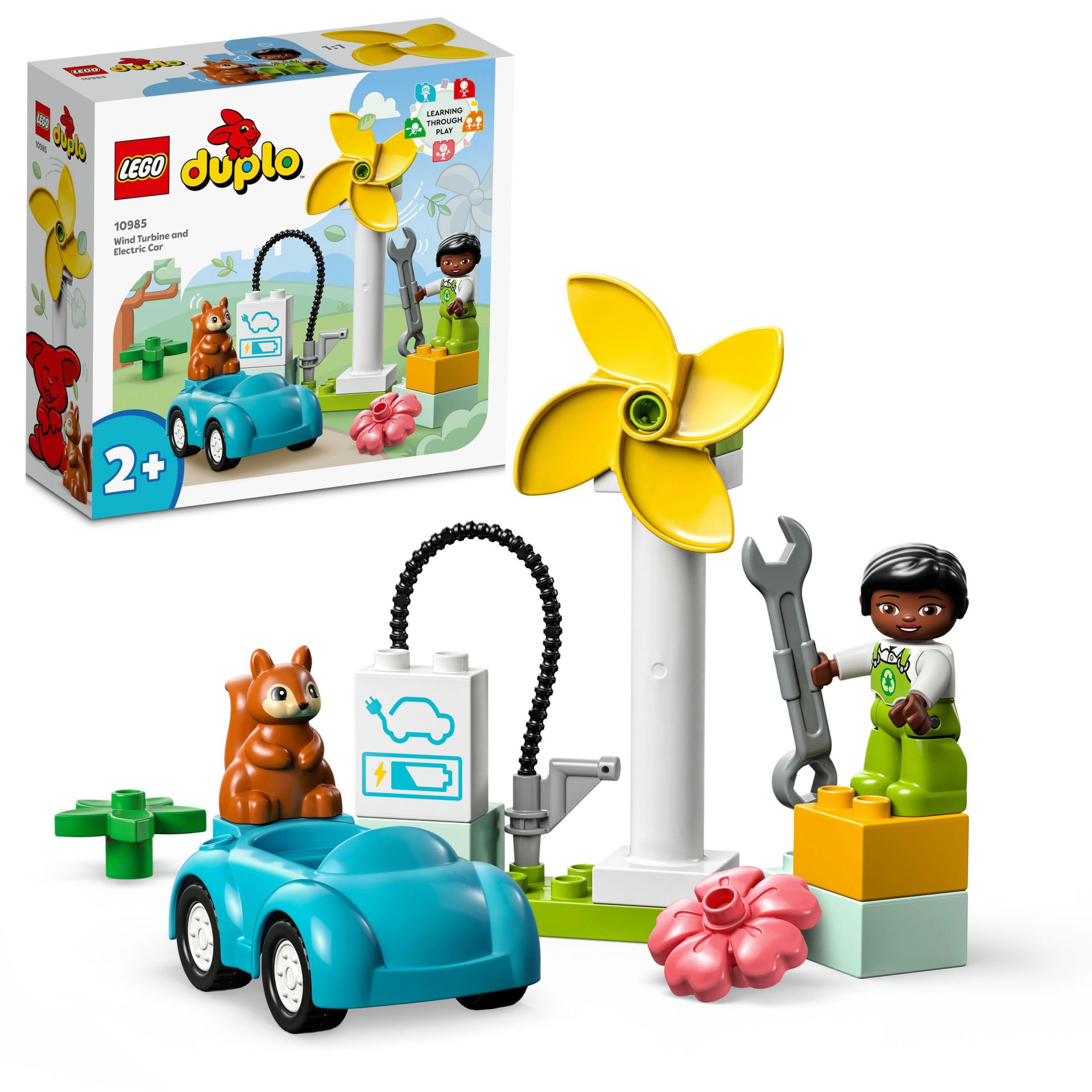 LEGO® DUPLO® Kasabası Rüzgar Türbini ve Elektrikli Araba 10985 Oyuncak Yapım Seti (16 Parça)
