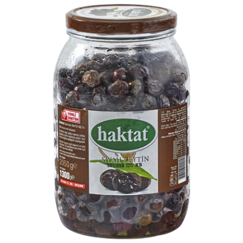 Haktat Seçme Siyah Zeytin 1300 Gr 321-350 Kalibre