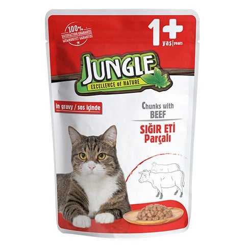 Jungle Parçalanmış Sığır Etli Yetişkin Kedi Maması 100 Gr