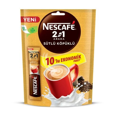 Nescafe 2'si 1 Arada Sütlü Köpüklü Toz İçecek 10x10 Gr