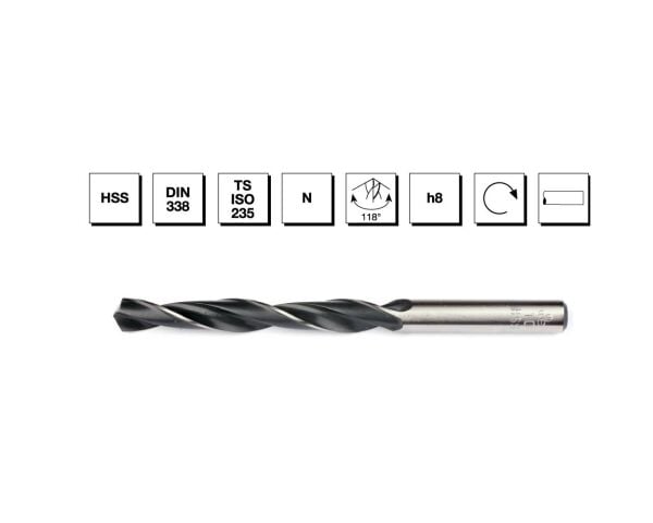 HSS DIN 338 Silindirik Saplı Kısa Matkap Ucu 12 mm - HADDELİ