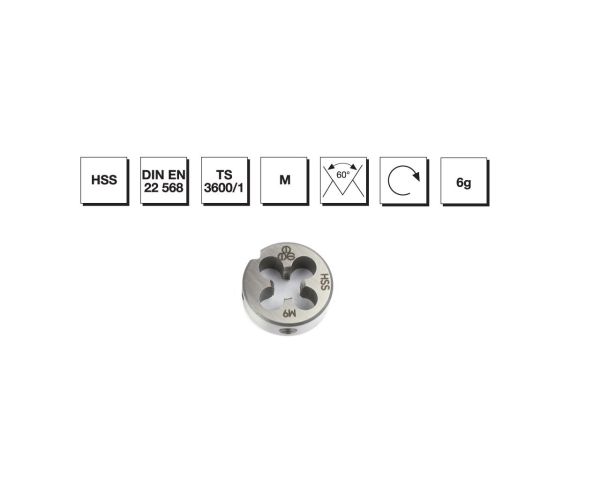 HSS DIN EN 22 568 Metrik Normal Vidalı Pafta Lokması M3.5