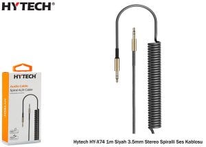 Hytech HY-X74 1m Siyah 3.5mm Stereo Spiralli Ses Kablosu