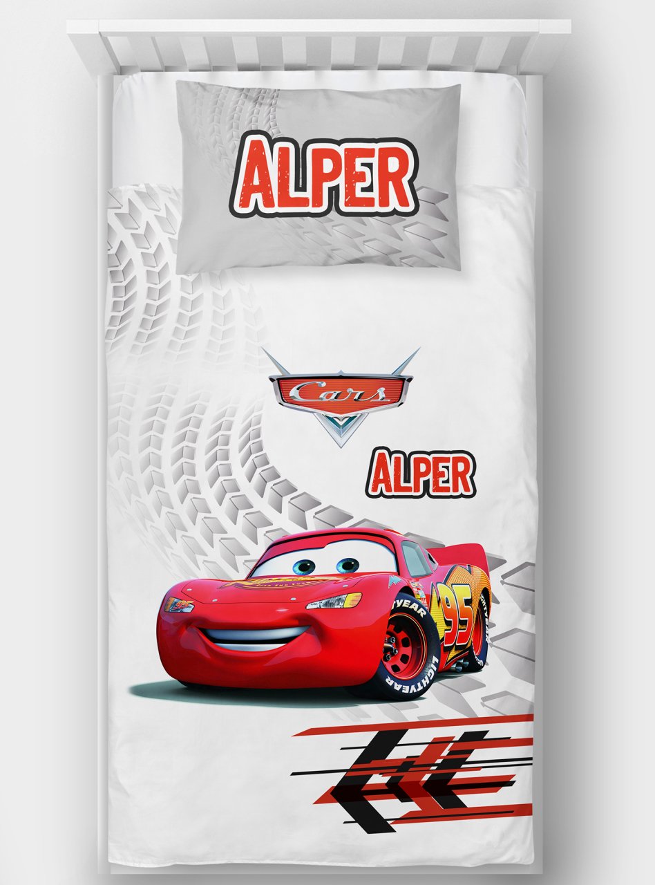 kisiye ozel tek kisilik yatak ortusu simsek mcqueen cars