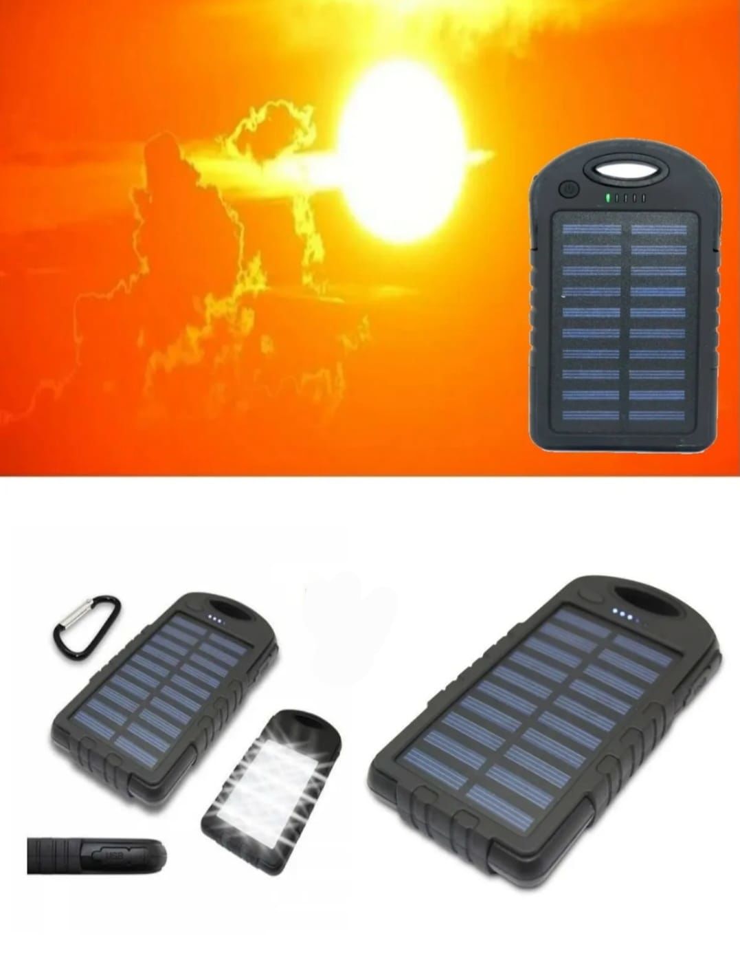 Güneş Enerjili Solar Powerbank 12000 Mah Uzun Ömürlü Kapasite 60947 Tl 4267