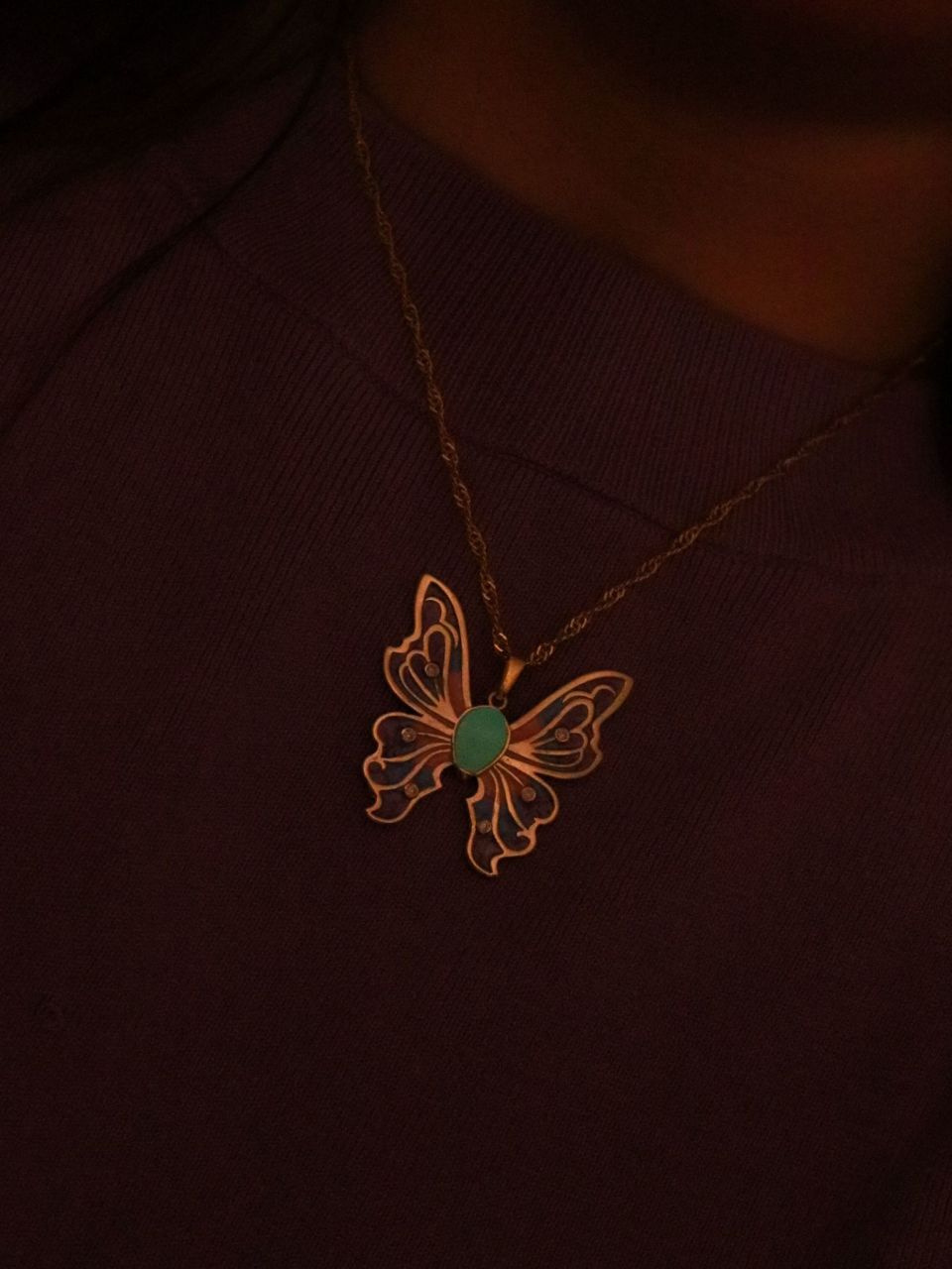 glow in the dark butterfly necklace