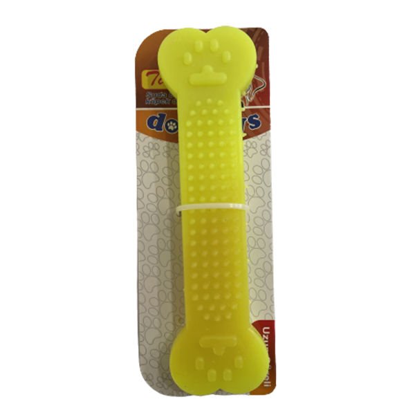 Petpretty Plastik Yassı Kemik Şeklinde Küçük Köpek Oyuncağı Sarı