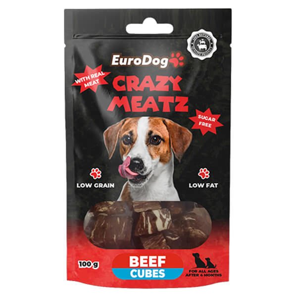 Euro Dog Biftekli Küp Doğal Köpek Ödül Maması 100 Gr