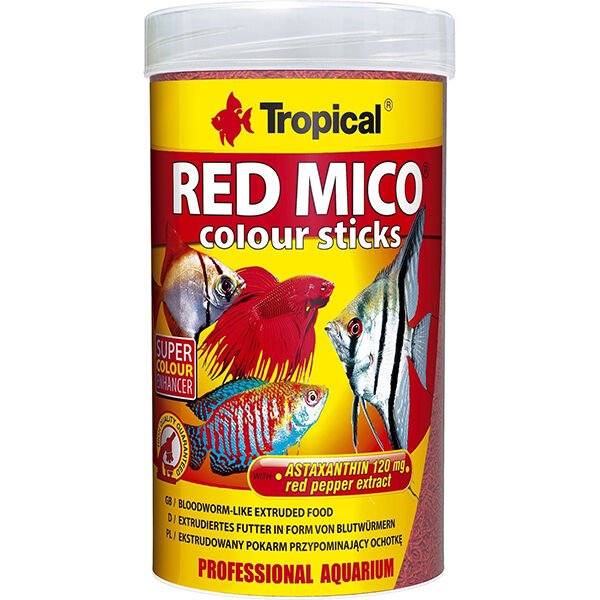 Tropical Red Mico Colour Sticks Kan Kurdu İçerikli Ekstrüde Balık Yemi 250 Ml 80 Gr