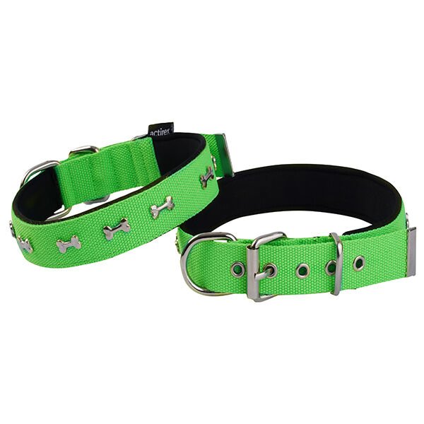 Actirex Neon Kemik Desenli Köpek Boyun Tasması Yeşil S 2x30-35 Cm