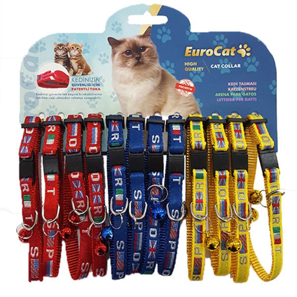 Eurocat Kedi Boyun Tasması Bayrak Desenli 10mm/28 Cm (12 Adet)