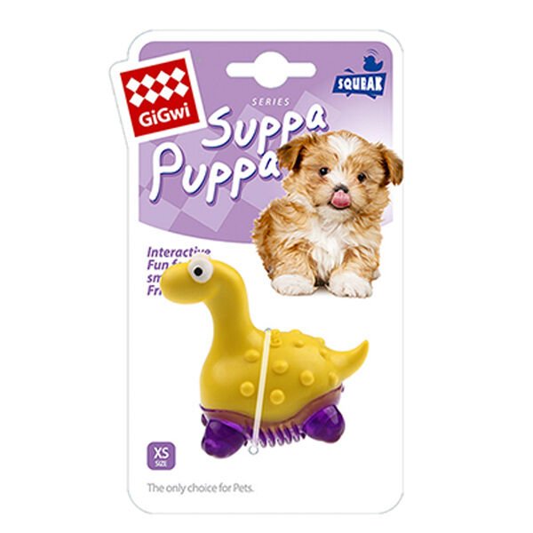 Gigwi Suppa Puppa Dinazor Diş Kaşıma Köpek Oyuncağı Mor/Sarı