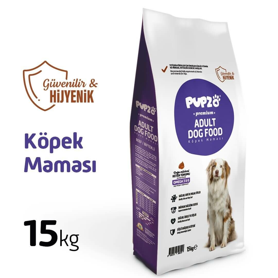 Pupzo Premium Biftekli Yetişkin Köpek Maması 15 Kg