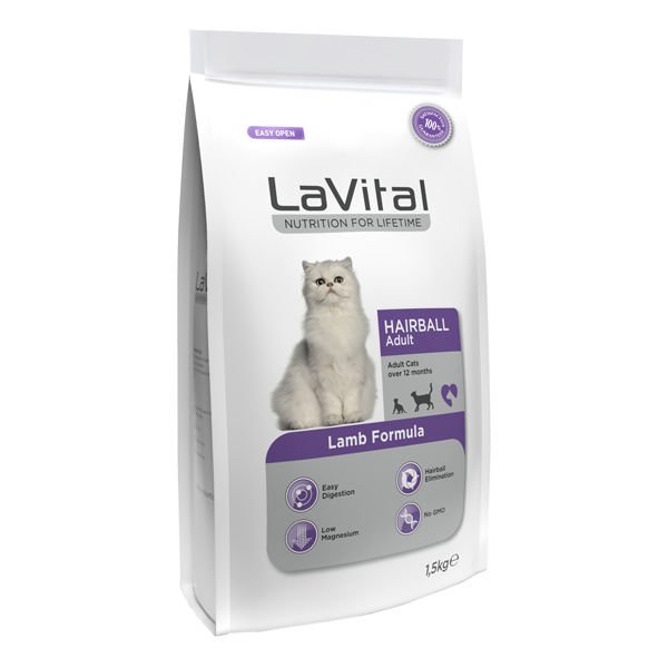 Lavital Hairball Kuzu Etli Yetişkin Kedi Maması 1,5 Kg