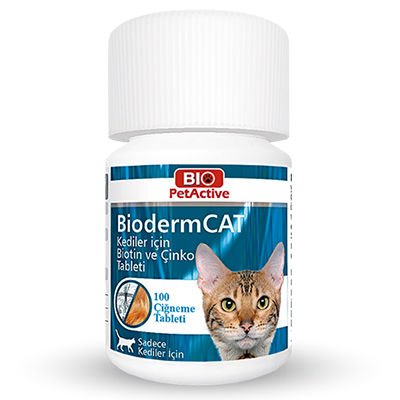 Pet Active Biodermcat Kediler İçin Tüy Dökülme Önleyici Biotin Ve Çinko Tableti 30 Gr