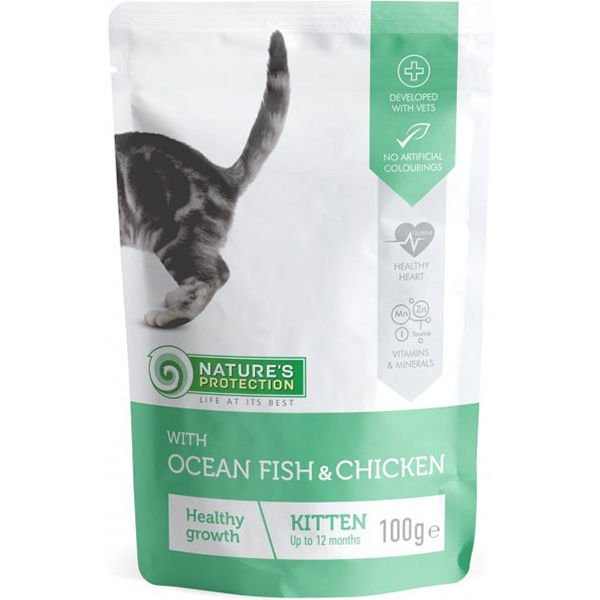 Natures Protection Kitten Okyanus Balıklı  Tavuklu Pouch Yavru Kedi Maması 100 Gr
