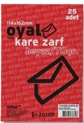 Oyal Zarf Mektup Kare 11.4X16.2 70Gr Beyaz Glorya 25 Li