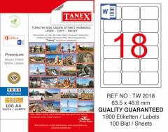 Tanex Lazer Etiket Tw-2018 63.5 X 46.6 Mm