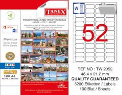 Tanex Lazer Etiket Tw-2052 46.4 X 21.2 Mm