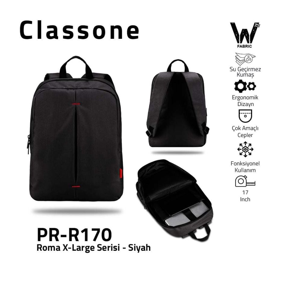 PR-R170 Roma Serisi 17'' Uyumlu Wtx Pro Su Geçirmez Kumaş Laptop Notebook