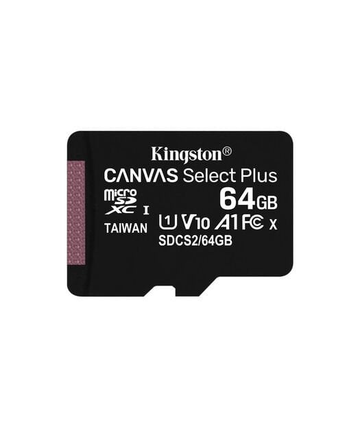 Kingston 64GB microSDXC Canvas Select Plus 100R A1 C10 Card + Adapter