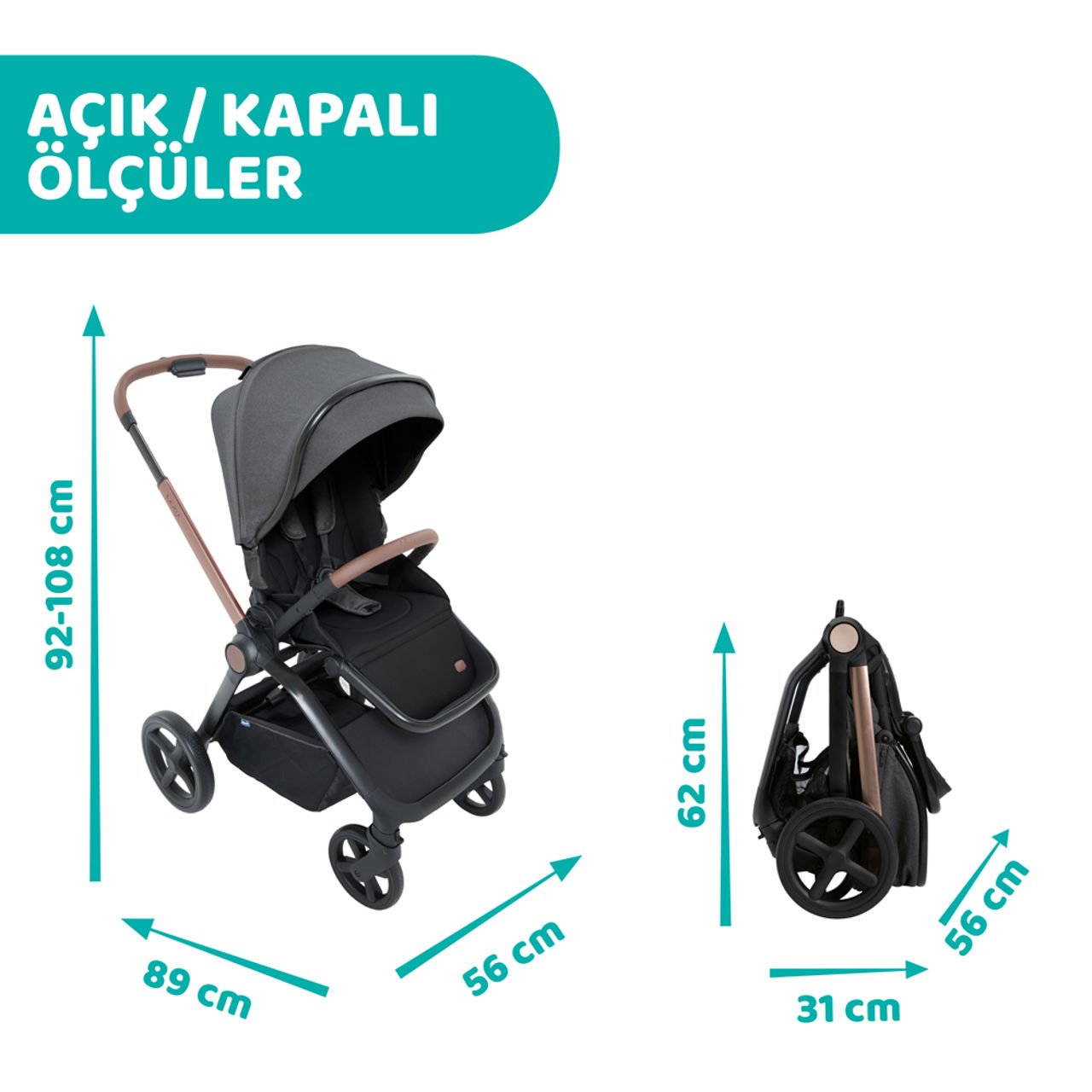 Chicco Mysa Bebek Arabası Black Satin