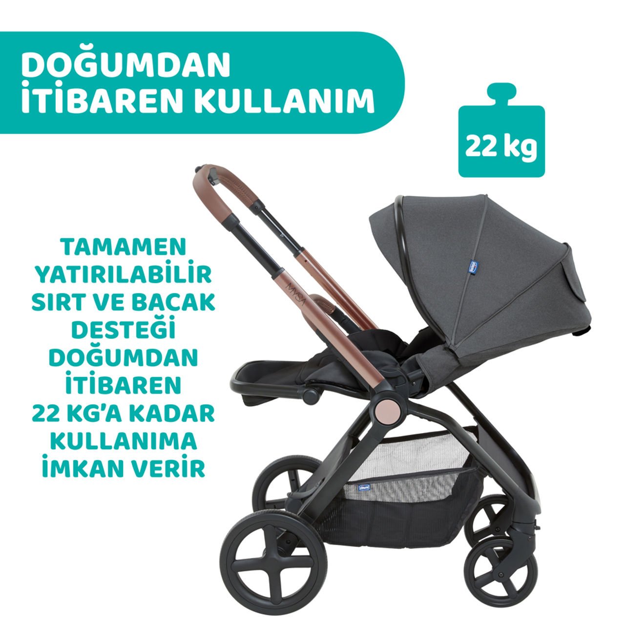 Chicco Mysa Bebek Arabası Black Satin