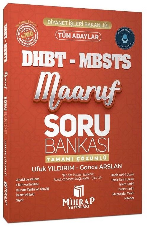 Mihrap Yayınları DHBT MBSTS Maaruf Çözümlü Soru Bankası