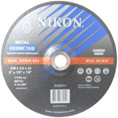 Nikon N38011 Kesme Diski Bombeli 230x3mm Metal Tophan Makina