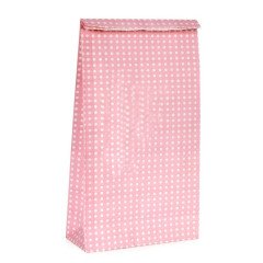 Pembe Puantiyeli Hediye Paketi Kese Kağıdı 25x15x16 cm