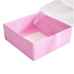 Düz Pembe Asetat Kutu 8x8x3 cm 500 Adet