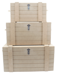 Ahşap Çıtalı Sandık Set 3 Parça