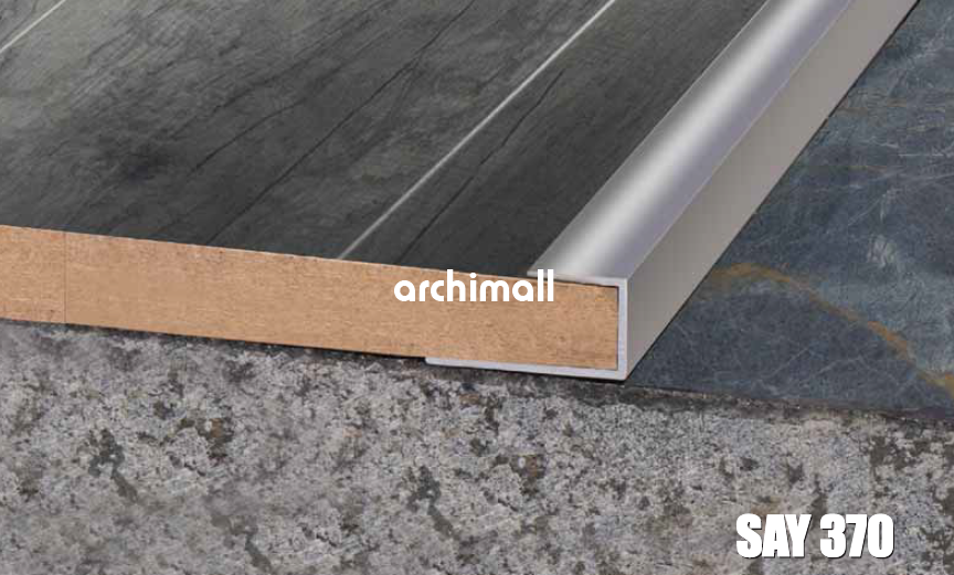 aluminyum parke bitim profili u 8mm mat sari