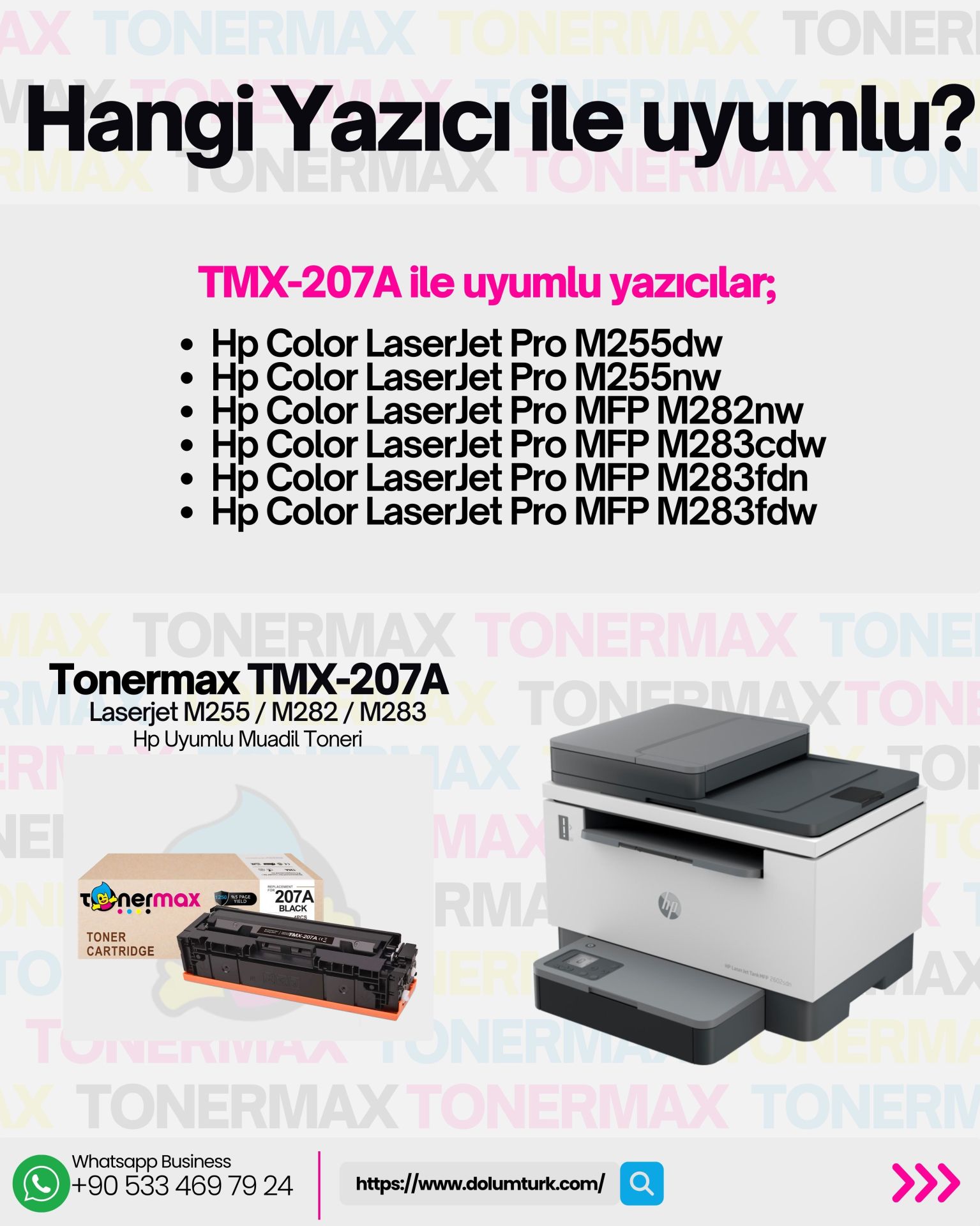 Hp 207A W2210A Siyah Muadil Toner - Çipsiz/ Laserjet M255 / M282 / M283