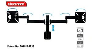 electroon 17-27'' Çiftli TV-Monitör Hareketli Duvar Askı Aparatı