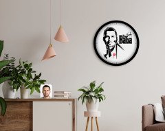 Kişiye Özel Godfather Baba Silüet Tasarımlı 45cm Ahşap Duvar Saati-2