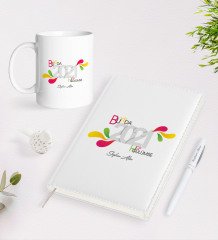 BK Gift Kişiye Özel 2023 Bu Yılda Hep Gülümse 2023 Ajanda Kalem ve Kupa Seti-1