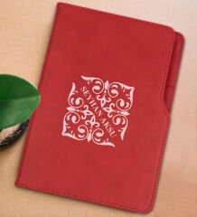 BK Gift Kişiye Özel İsimli Kırmızı Termo Deri Not Defteri 15x21cm-10